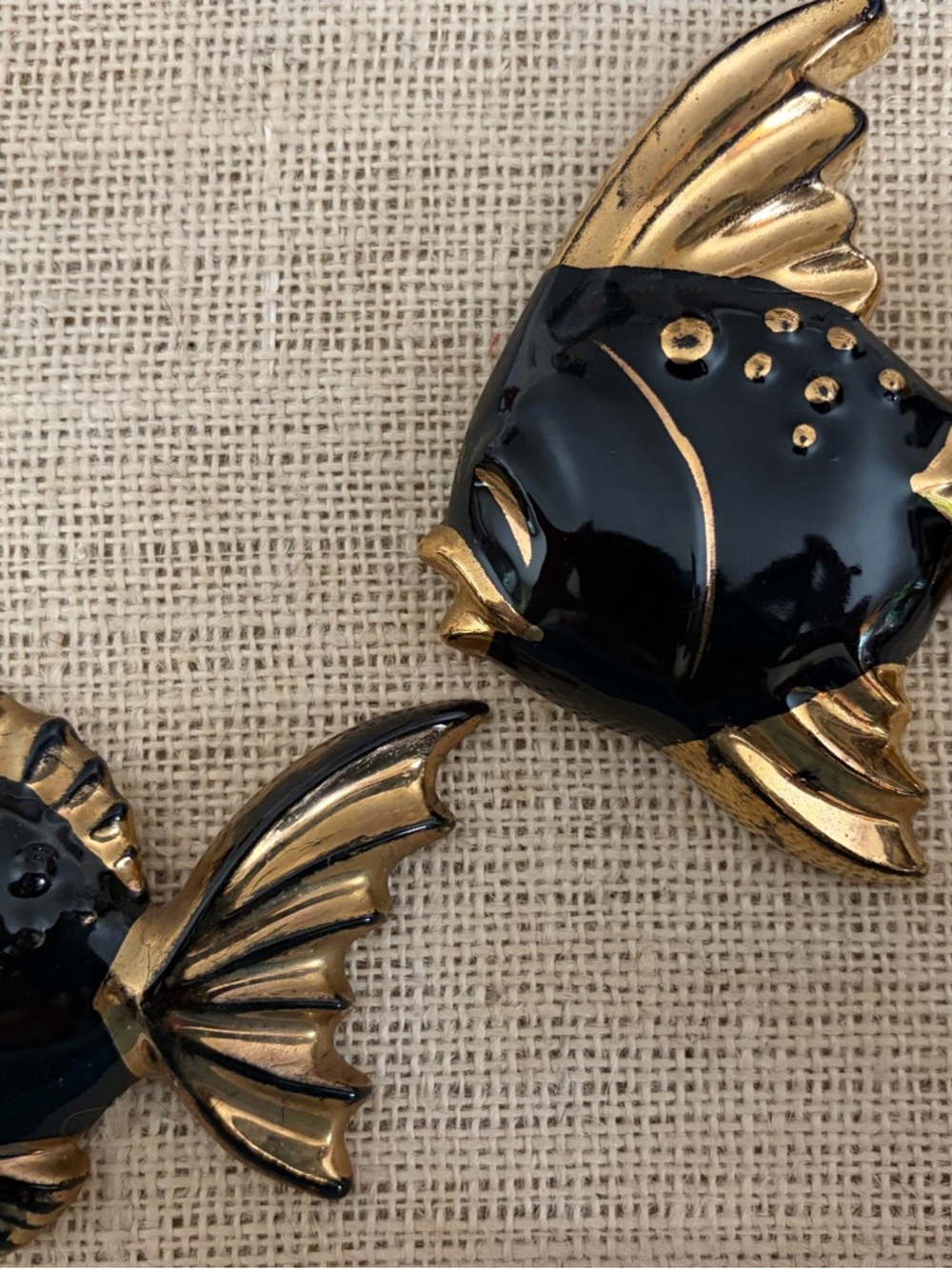 Vintage Black & Gold Fish Aquarium Wall Plaques